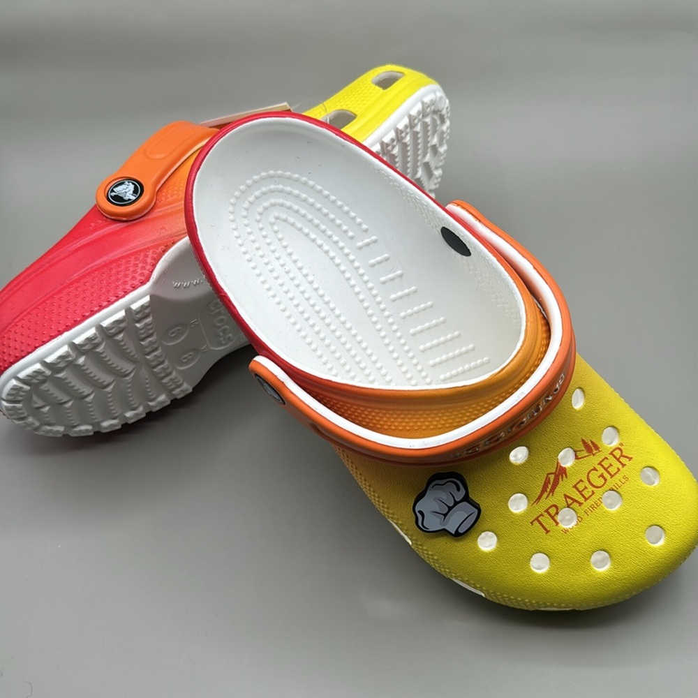 NWT! Crocs Classics x Traeger W8/M9 Orange Yellow